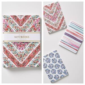 ANTHROPOLOGIE NWT Pippa Journals, Set of 3 • Colorful Mixed Floral Stripe Prints